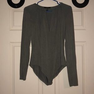 Gray/Olive long sleeve bodysuit